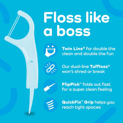Plackers Twin-Line Dental Flossers, Advanced Whitening, Dual Action Flossing, 600 Count (Pack of 4), Cool Mint Flavor