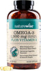 NatureWise Extra-Strength Omega 3 Fish Oil Supplement - 1000mg, 600 EPA & 400 DHA, Vitamin E - 360 Softgels, Lemon