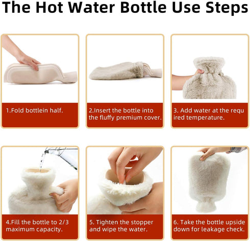 Hot Water Bottle Rubber with Soft Cover (2 Liter) | Removable Hot Cold Pack | Hot Water Bag for Cramps, Pain Relief,