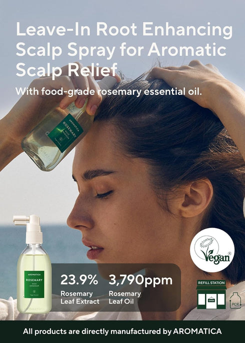 AROMATICA Rosemary Root Enhancer 3.38oz / 100ml Scalp Nourishing with Food-graded Rosemary Oil Relieves Itchy, Dry, Flaky Scalp - Free from Sulfate, Silicone, and Paraben