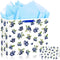 JORHANCE Blueberry Gift Bags with Wrapping Paper & Birthday Card - Large Bag