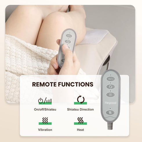 Heycool Back Massager for Pain Relief Deep Tissue, Shiatsu Back and Neck Massager with Soothing Heat, Vibration