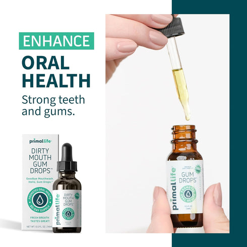 Primal Life Organics Dirty Mouth Gum Serum, Natural Essential Oils for Good Breath, Gentle Mouthwash, Organic, Vegan