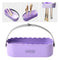 Makeup Brush Cleaning Tool with Drying Holder Mat, Organizer Storage Box for Makeup Sponges (Purple)