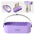 Makeup Brush Cleaning Tool with Drying Holder Mat, Organizer Storage Box for Makeup Sponges (Purple)