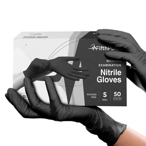 Black Gloves Disposable Latex Free, Small, 50 Count - Medical and Dental Grade Surgical Gloves, Powder Free Nitrile