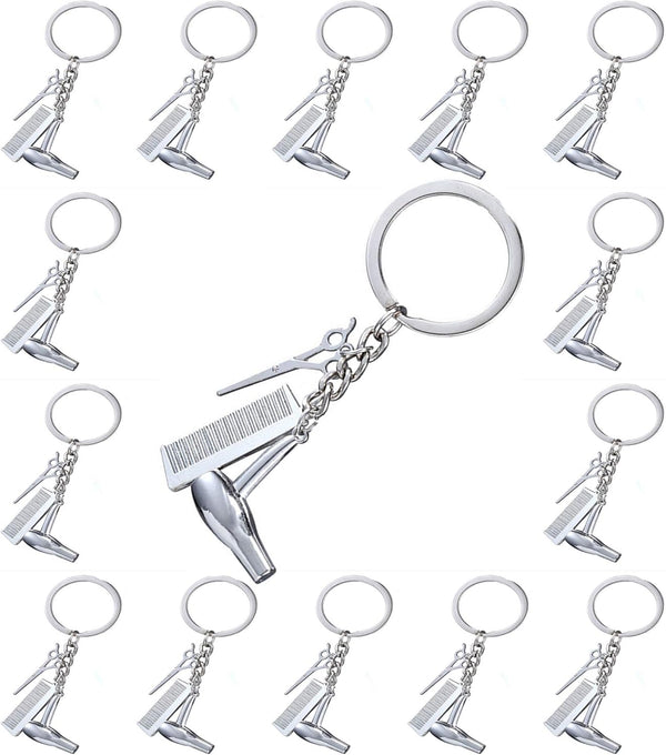 PHAETON 20PCS Hairdresser Hair Dryer, Scissor, Comb Charm Pendant Keychain, Perfect Gift for Salon Owner or Hair Stylist