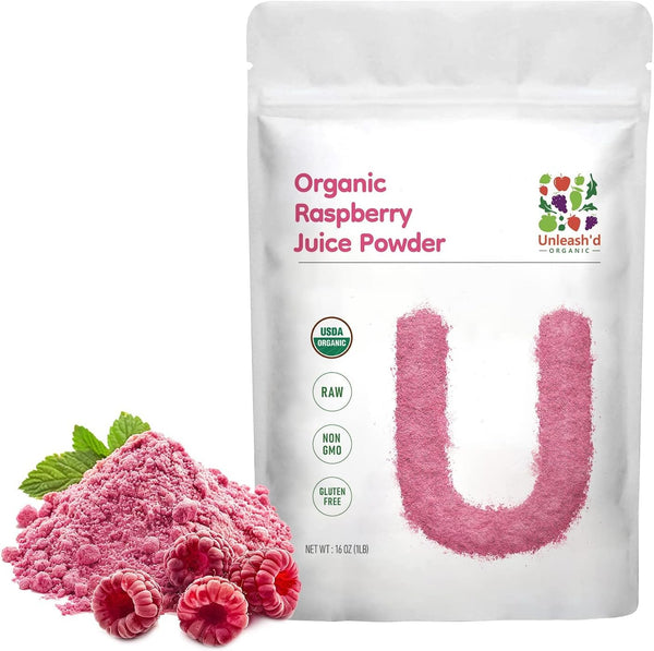 UNLEASH'D ORGANIC Unleashd Organic Organic Raspberry Juice Powder 16oz 100% Pure Superfood, Antioxidant-Rich &
