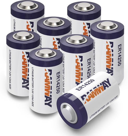 RAMWAY 1/2 AA Size 14250 Lithium Battery, 1200mAh 3.6V High Capacity for Dog Collar, Home Security