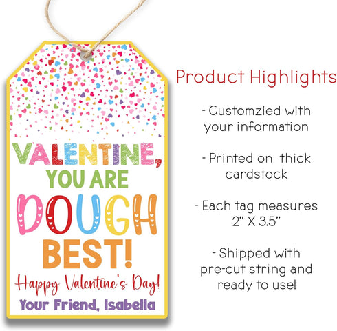 Set 20 GT511 of Personalized You are Dough Best Kid's Valentines Tags | Dough Valentine's Day Treat Tags | Customizable