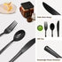 150 Pack Black Plastic Silverware Set, 50 Forks, 50 Knives, 50 Spoons for Graduation Party, Wedding, Birthday