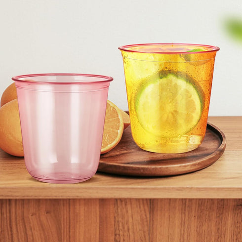 RMERVE 120 Stemless 12oz Pcs Disposable Glasses Plastic Cups Disposable Cold Party Drinking Cups Wine Glasses