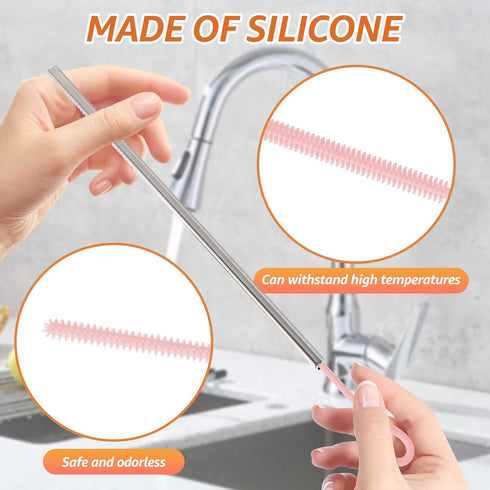 PHWRECZ 2 6mm 9mm 2) Pcs Silicone Straw Cleaner Brush Reusable Straw Cleaner Pipe Cleaning Brush with Aniti Slip Long