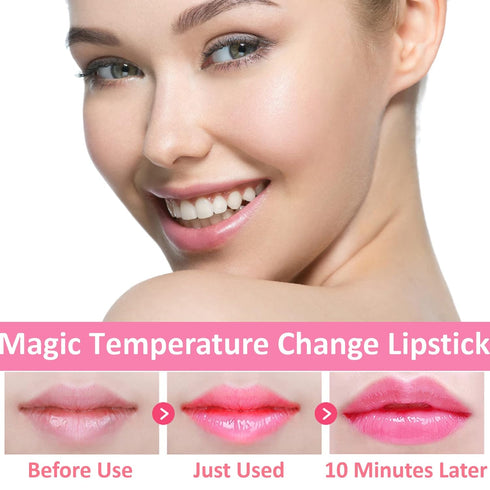 6 Pack Crystal Flower Jelly Lipstick - Magic Color Changing Lip Balm Set, Long Lasting Moisturizing