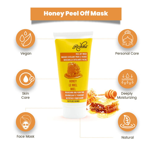 Reshma Beauty Honey Peel Off Mask | Removes Blackheads & Excess Oil | Pore Purifying | Cruelty Free | 5.07 oz (Pack of