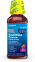 Amazon Basic Care Nighttime Severe Cold and Flu Syrup, Max Strength, Mixed Berry, 12 fl oz