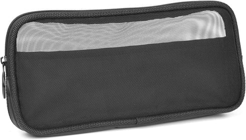 Mesh Travel Toiletry Bag - Transparent Standing Pouch, Portable Organizer, Pack of 2 (Size M), Black