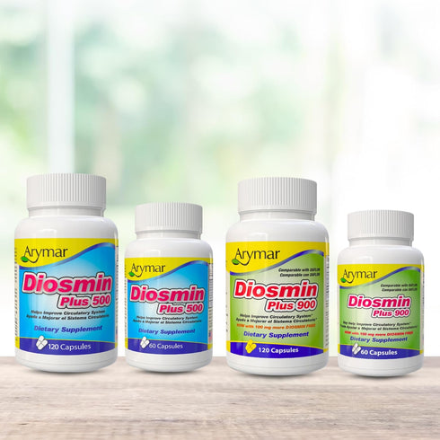 Arymar Diosmin Plus 500 Supplement for Circulatory Support with Hesperidin & B-Complex, 60 Capsules