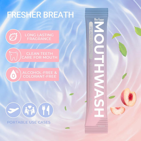 OUSTANE Packs (Pack 30) Mouthwash Travel Size, Alcohol-Free Fresh Peach Oolong Mouthwash Strips, Long-Lasting