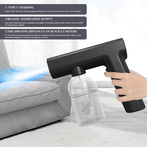 KUYYFDS 6 Disinfectant Fogger One-Touch Start Ultra-Fine Atomization Portable Mist Sprayer Enhanced Blue Light Lamp