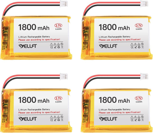 YELUFT 4pcs 3.7V 1800mAh Lithium Polymer Battery 1S 103450 Rechargeable Batteries with Protective