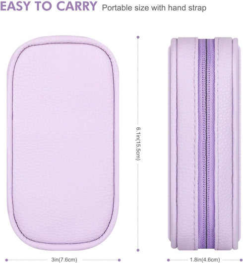 Teircno Portable Tampon Storage Bag,Tampon Holder for Purse, Small Organizer Bag with Handle, PU Period Pouch, Small