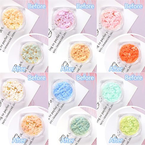 SILPECWEE Light Change Flower Nail Charms, 3D Gold and Silver Caviar Nail Art Jewelry for Acrylic Nails DIY