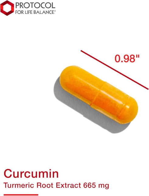 Protocol Curcumin 665mg - Turmeric Root Extract - 60 Veg Capsules