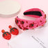 Strawberry Headbands for Women, Tropical Fruit Embellished Rhinestone Crystal Wide Top Knot Headband, Summer Hair