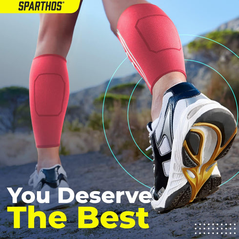 Sparthos Calf Compression Sleeves (Pair) - Pink-M, Leg Compression Socks for Men & Women, Shin Splint Pain Relief for