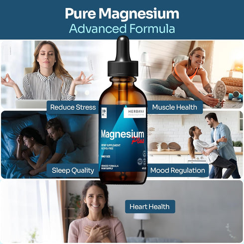 Triple Complex Magnesium 4 oz Liquid Drops - Advanced Complex Magnesium Citrate, Glycinate, L-threonate with Vitamins B6, D, C Supplement - High Potency 100% Absorption - Family Size - 90-Day Supply