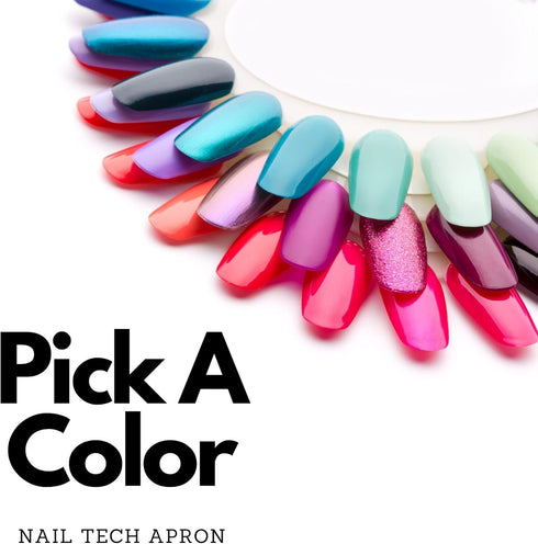Pick A Color Nail Tech Apron, Nail Technician Apron for Women, 3 Pocket Cosmetology Smock for Nail Salons