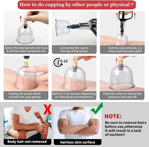 Set, 19 Set DEFUNX Cupping Cups Cupping Kit for Massage Therapy, Cupping Therapy with Pump for Back Massage, Pain