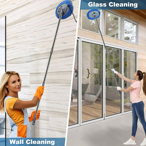 Longest 83'' Wall Mop, Detachable Pole, Ceiling Dust Mop, Baseboard Glass Duster Washer, High Reach Cleaning Tool