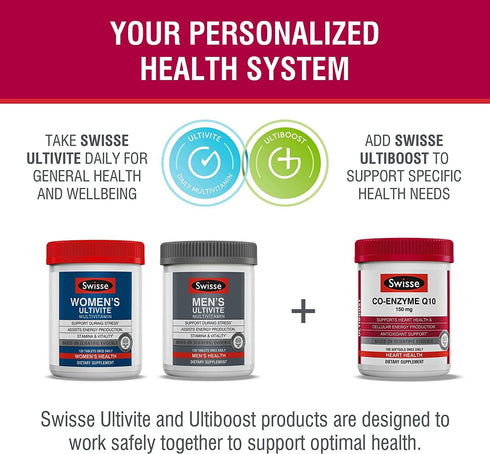 Swisse CoQ10 Supplement Co-Enzyme Q10 - 135 mg Coenzyme Q10 for Heart Health and Ubiquinol Cellular Energy Production -