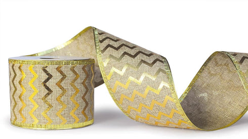 Gold Wired Christmas Tree Ribbon, 2.5 Inch Burlap, 6 Rolls 36 Yards Metallic Glitter Crafts for Gift Wrapping, Bows,