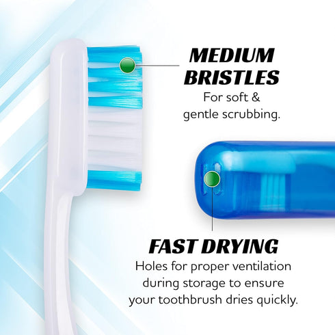 Travel Toothbrushes Firm, Mini Toothbrush with Toothbrush Cover, Camping Toothbrush, Travel Size Toothbrush with Toothbrush Case Portable Toothbrush, Adults Travel Toothbrush Kit (50 Pack Medium)