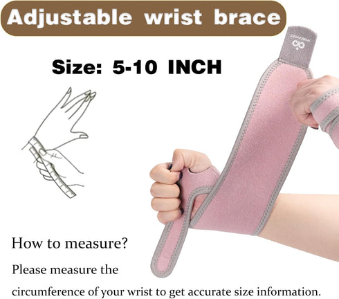 INDEEMAX 2 Pack Copper Wrist Brace Support for Carpal Tunnel, Adjustable Compression Wraps for Pain Relief