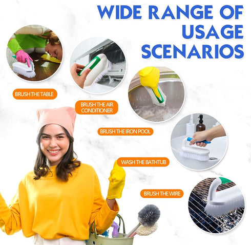 12 Pcs Scrub Brush for Cleaning, Heavy-Duty Brushes with Flexible Stiff Bristles for Shower & Kitchen