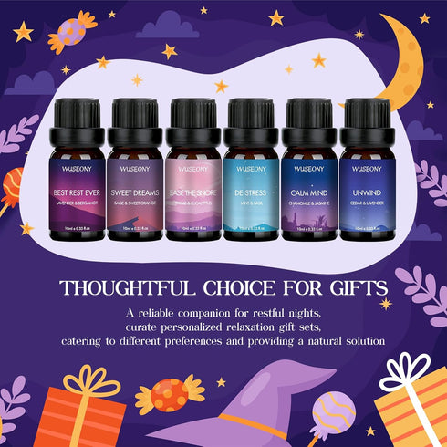 WUSEONY Set Set 6 Sleep Essential Oils for Diffusers for Home, of Essential Oil Blend Aromatherapy - Eucalyptus
