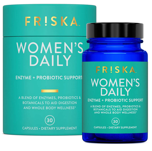 FRISKA Women’s Daily Digestive Enzyme and Probiotics Supplement, 30 Capsules for Female Digestive Health