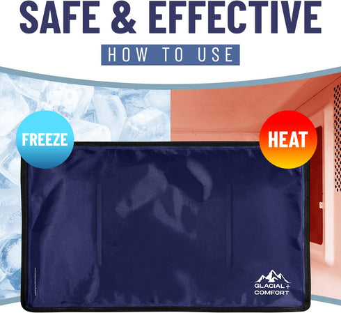 Glacial Comfort Gel Ice Pack for Injuries, Reusable Cold Pads for Back Pain and Recovery