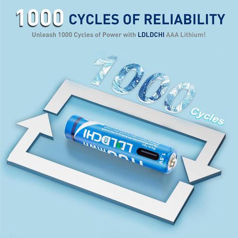 LDLDCHI 1100mWh 4 Pack 1.5V 4-in-1 1000 Triple A Rechargeable Batteries - AAA Lithium Batteries, Rechargeable Lithium