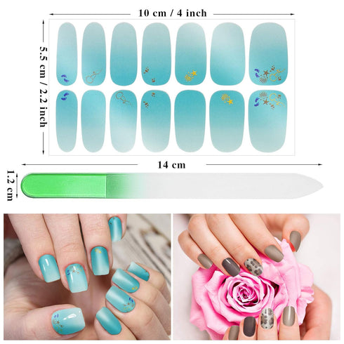Maitys 224 Pieces Nail Wraps Polish Stickers, 16 Sheets Self-Adhesive Decals with File Manicure Kit for Women DIY Art