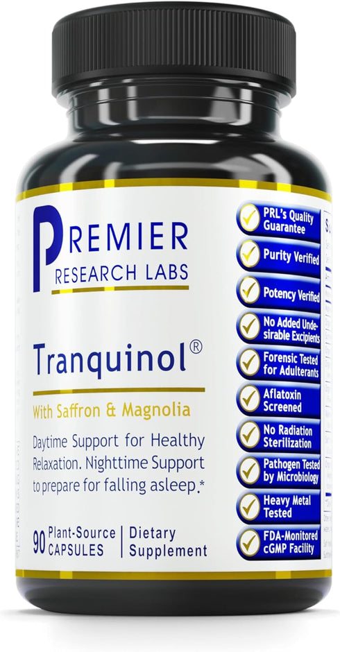 Premier Research Labs Tranquinol, Natural Sleep Aid Supplement for Deep Sleep Support, 90 Plant-Source Capsules