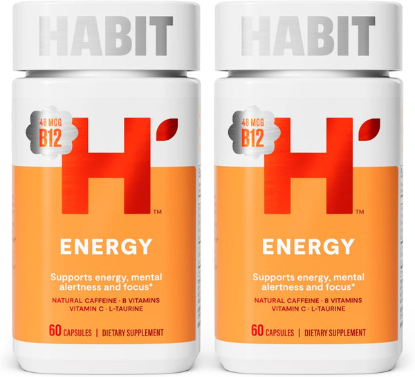 Habit Energy Supplement 2 Pack (120 Capsules) - Supports Energy, Mental Alertness, Natural Caffeine