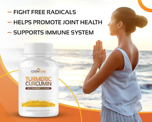 Organic Turmeric & Ginger Capsules - 95% Curcuminoids with BioPerine for Joint, Digestion, Immunity Support