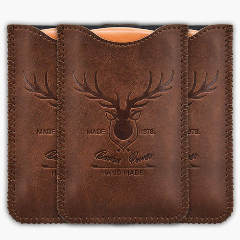 Wooden Beard Comb, 3 Pieces with Durable Cases for Men, Fine & Coarse Teeth, Brown Deer Design