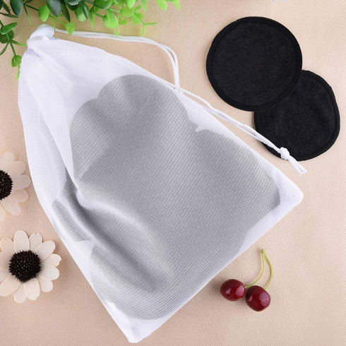 SIQUK 24 Pieces Reusable Cotton Rounds, Black Makeup Remover Pads, Washable Organic Bamboo