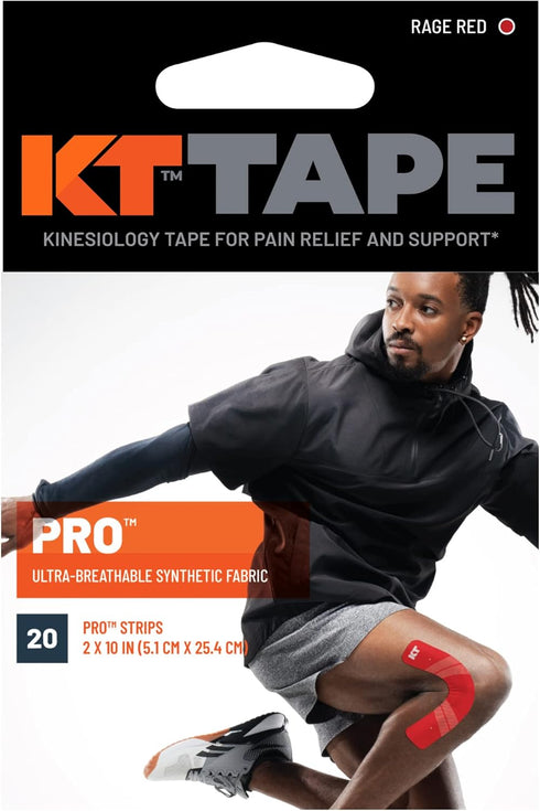 KT Tape Pro Synthetic Kinesiology Athletic Tape, 20 Count, 10” Precut Strip